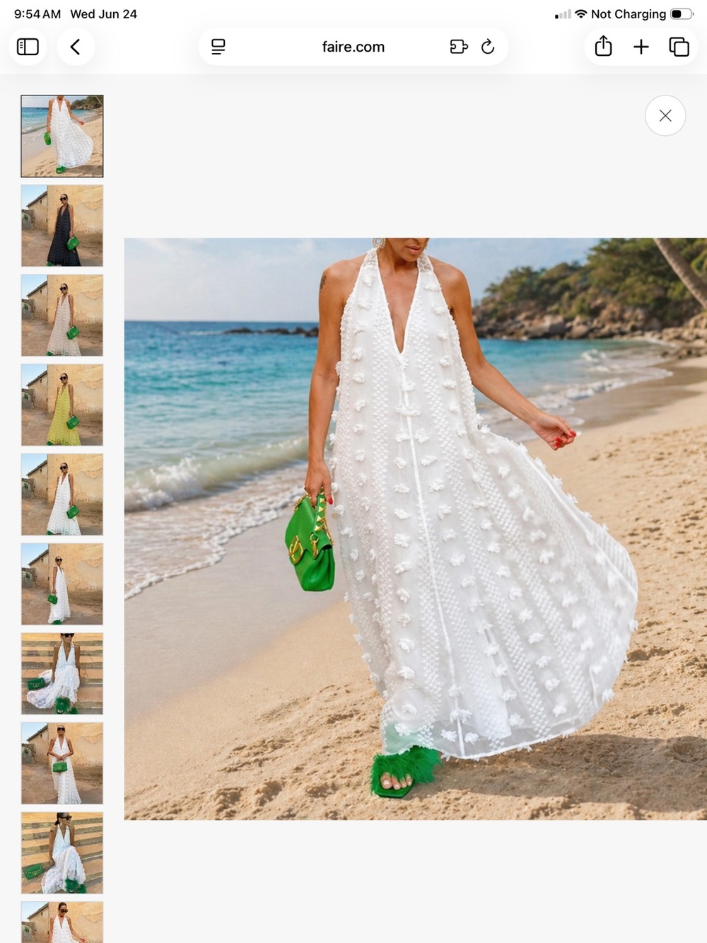White Pom-Pom Halter Beach Maxi Dress